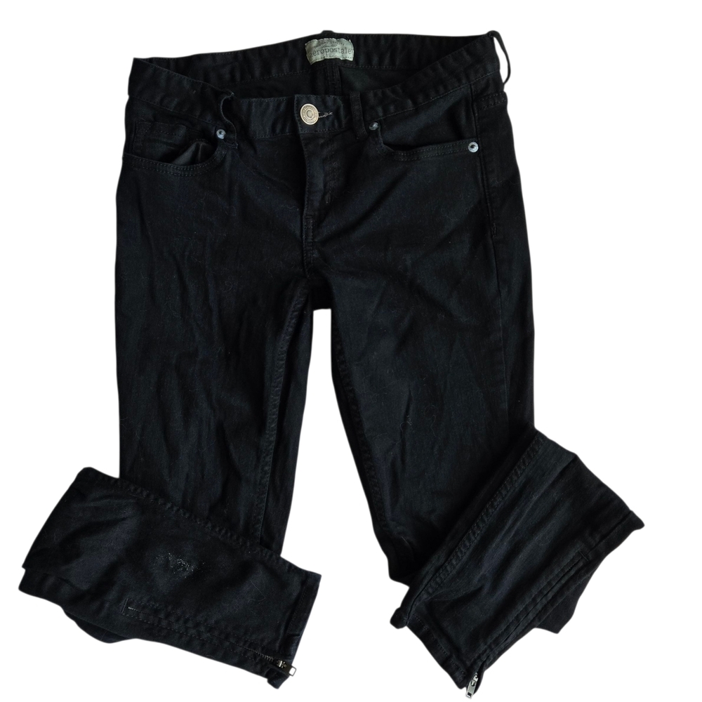 Aeropostale Women's Lola Legging Black Jeans With Zippers At The Ankle Size 5/6